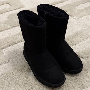 Kids Black Fur Winter Boots Size 13